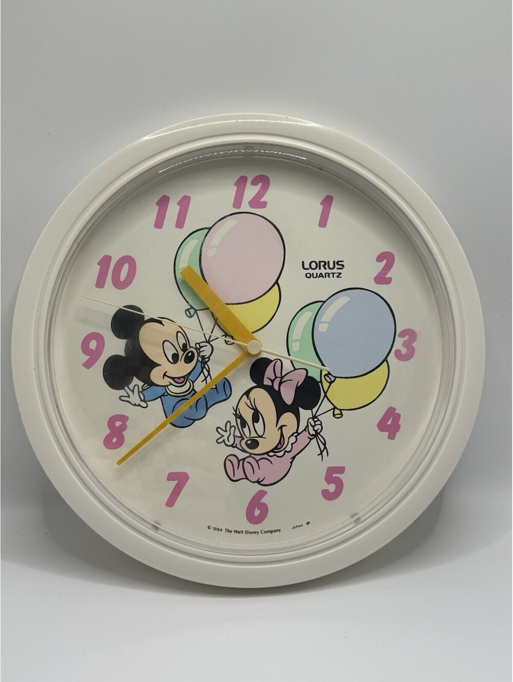 Vintage 1984 Disney Babies 10" Wall Clock Lorus Quartz Tested Works